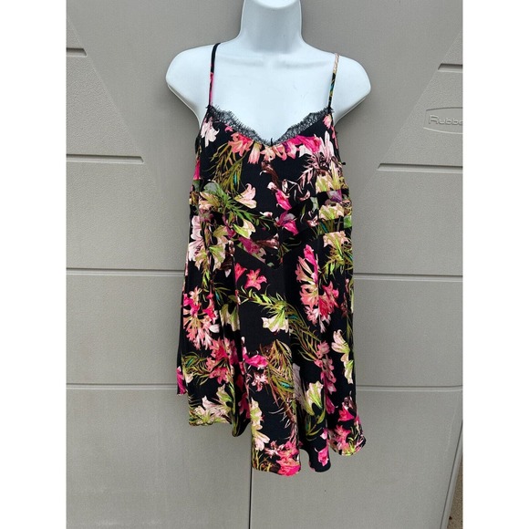 Lovers + Friends Multicolor Lace Trim V Back Floral Bahia Babydoll Dress Size S - Picture 2 of 11